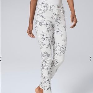 WHBM SCULPT HIGH-RISE FLORAL SKINNY ANKLE JEANS